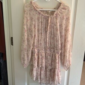 Pink long sleeve floral loveshackfancy dress size medium!